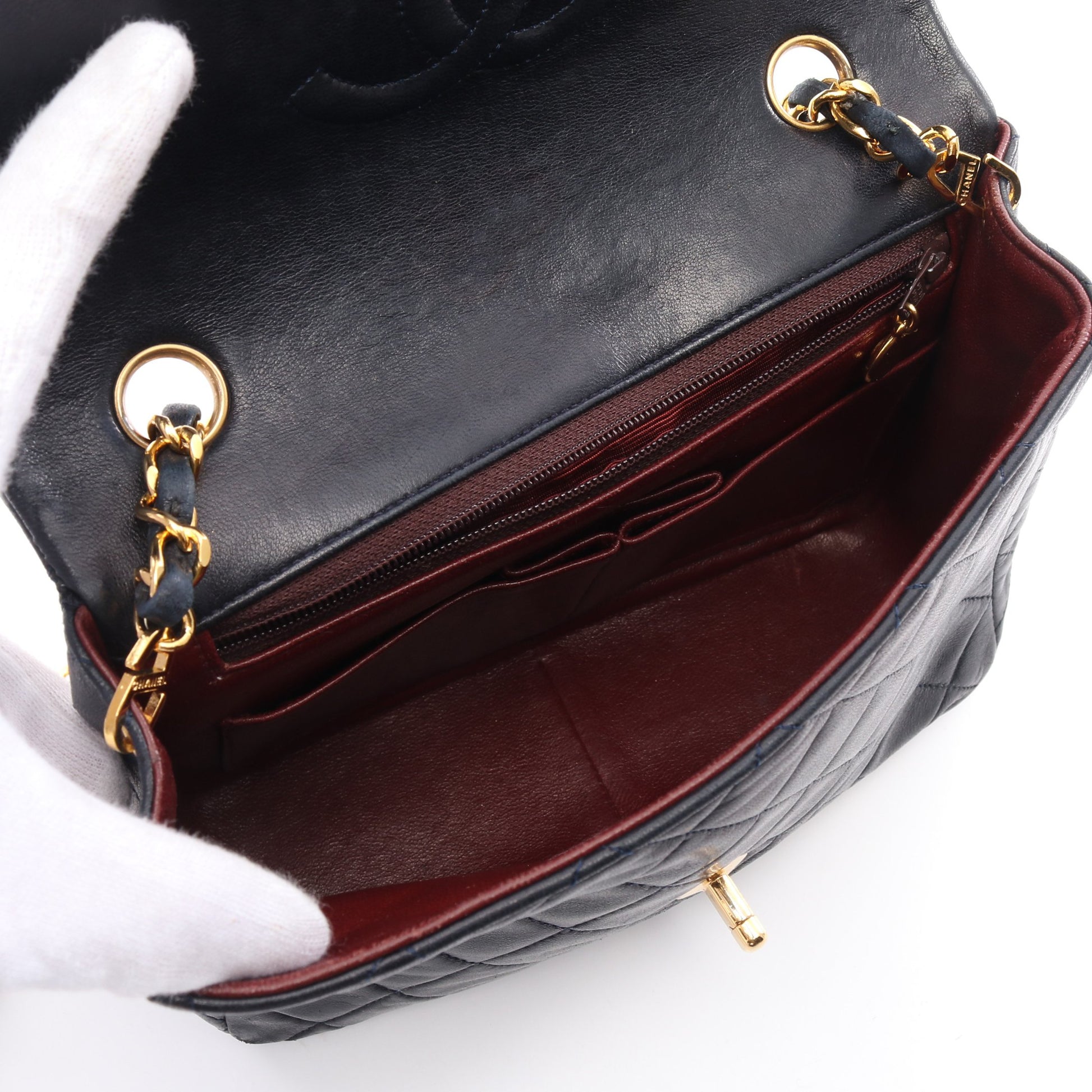ミニマトラッセ20 チェーンショルダーバッグ ラムスキン ダークネイビー ゴールド金具 ヴィンテージ シャネル バッグ CHANEL