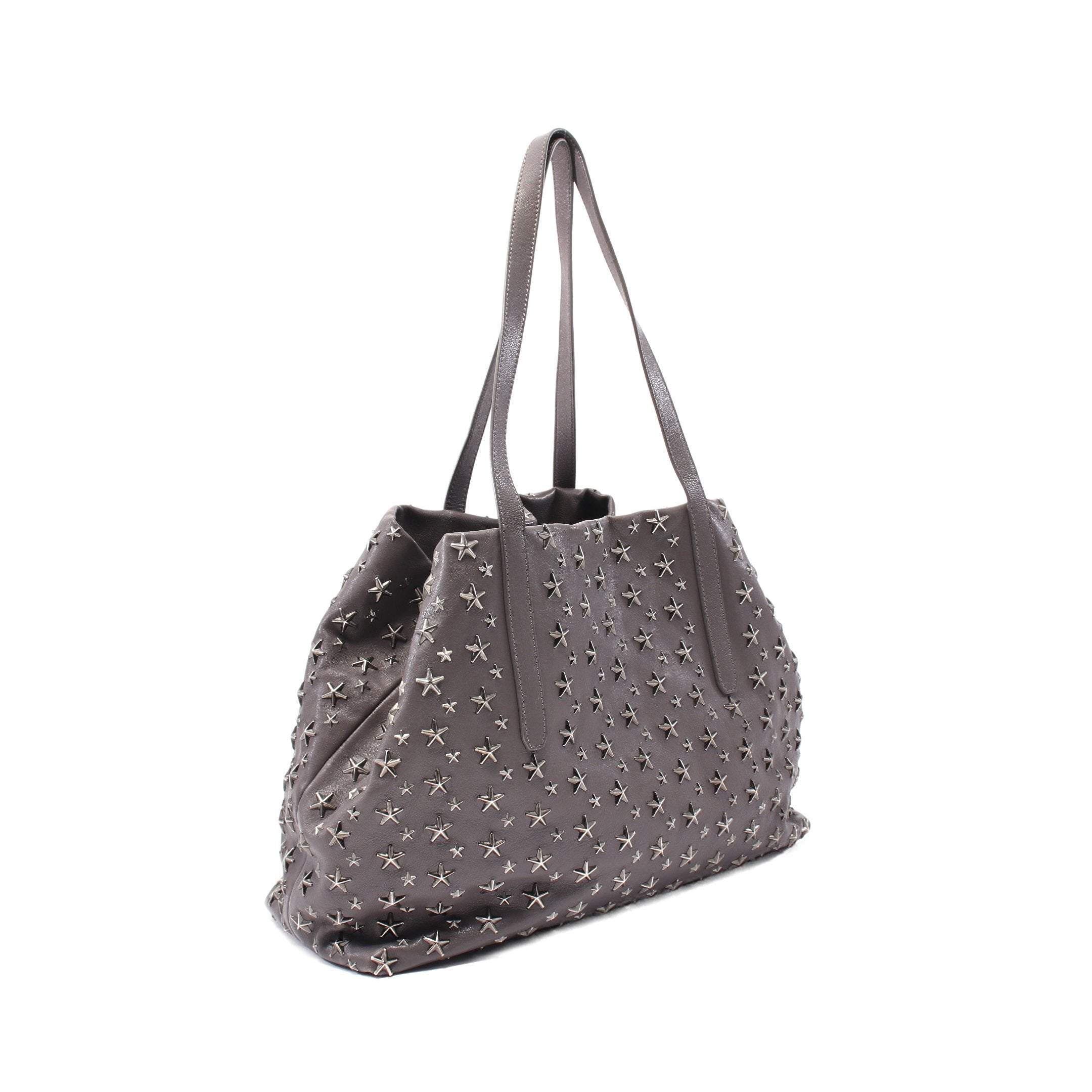 JIMMY CHOOグレー レザートートバッグ ショルダーバッグ トートバッグ レザー グレー スタースタッズ ジミー