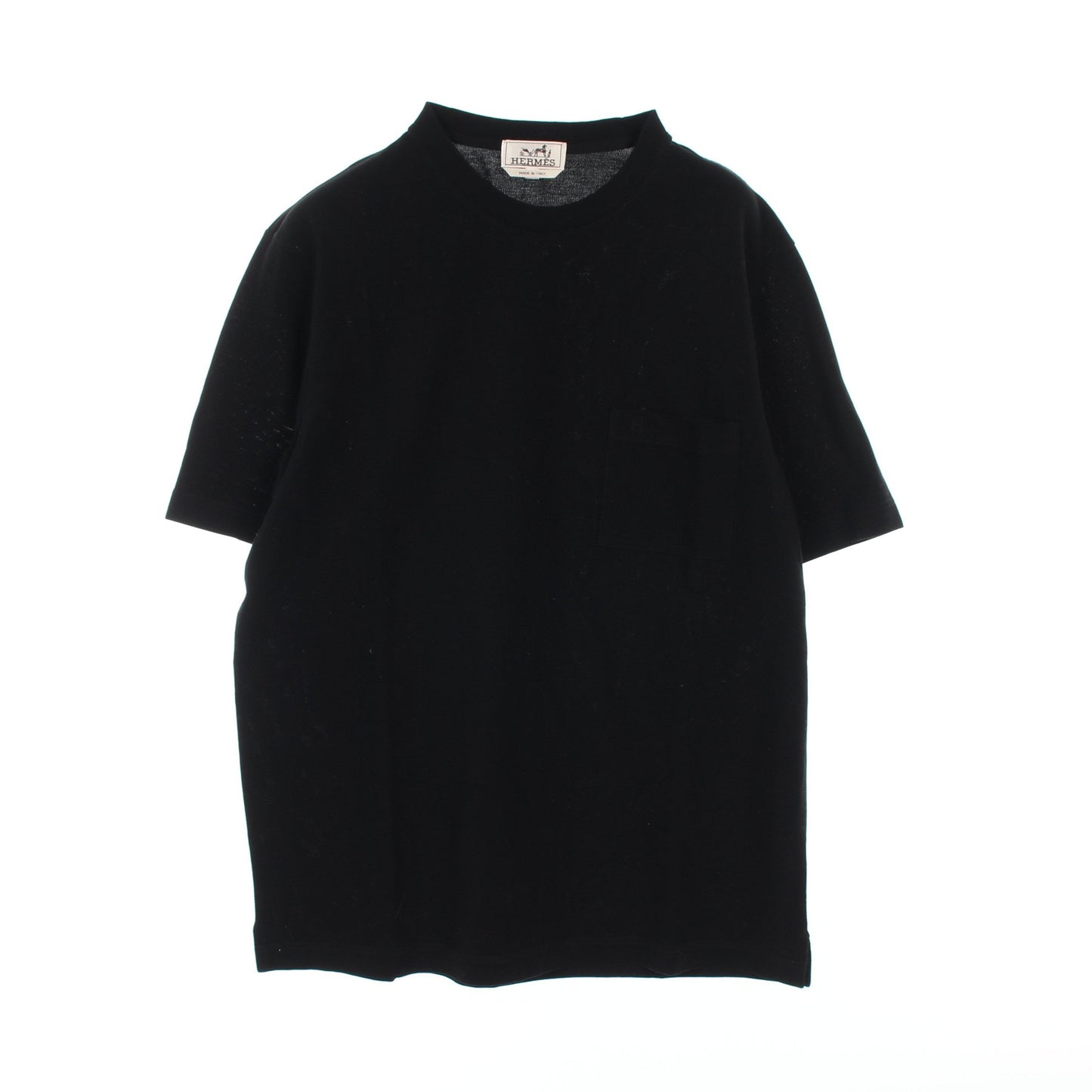 Tシャツ クルーネック ロゴ刺繡 コットン ブラック エルメス トップス HERMES