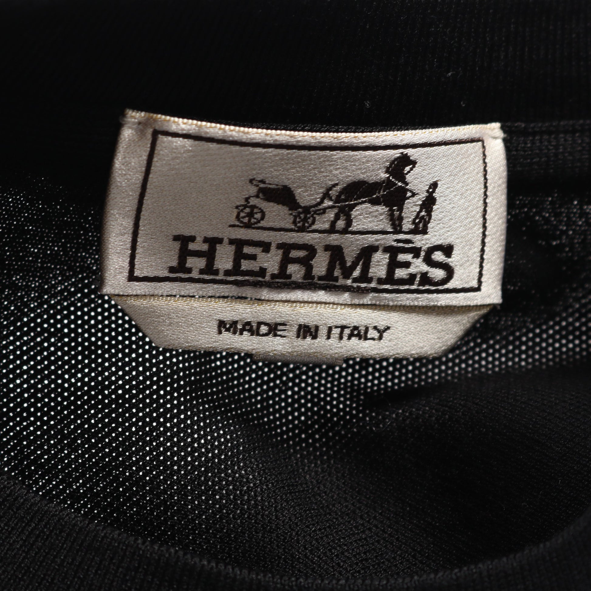 Tシャツ クルーネック ロゴ刺繡 コットン ブラック エルメス トップス HERMES
