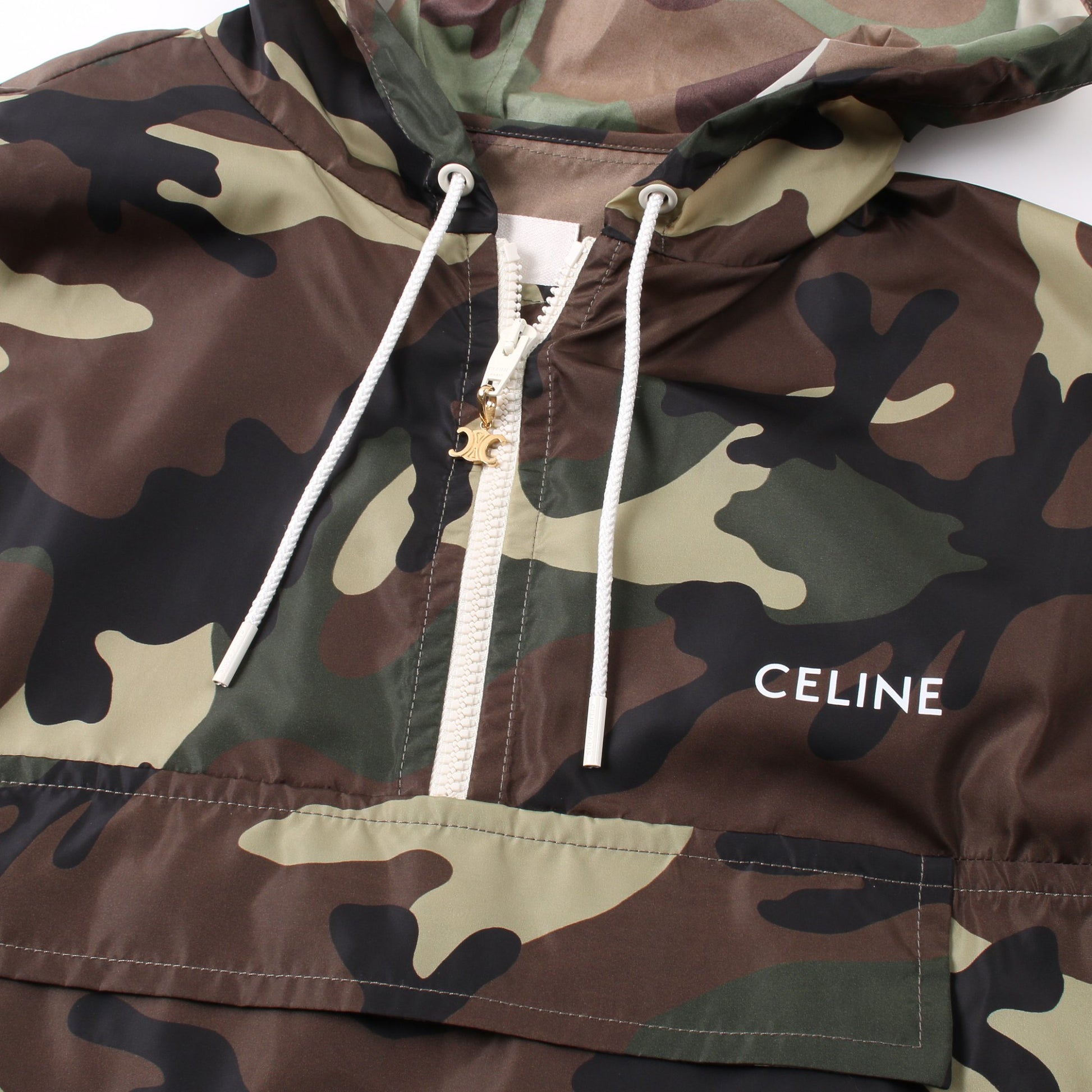 アノラック マウンテンパーカー 迷彩 カモフラ ナイロン ブラック ブラウン カーキグリーン フード付き セリーヌ アウター CELINE