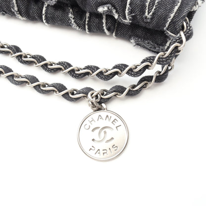 シャネル22 チェーンショルダーバッグ チェーントートバッグ デニム ブラック シルバー金具 シャネル バッグ CHANEL