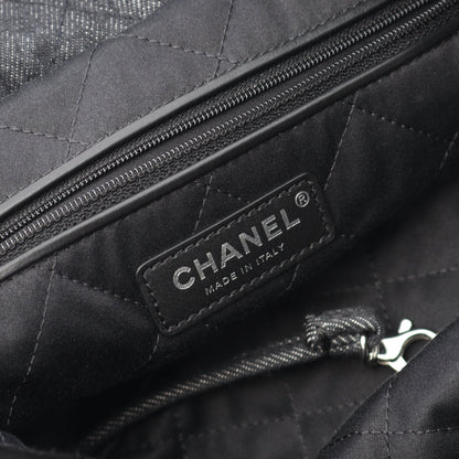 シャネル22 チェーンショルダーバッグ チェーントートバッグ デニム ブラック シルバー金具 シャネル バッグ CHANEL
