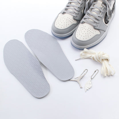DIOR × NIKE Air Jordan 1 High ハイカットスニーカー レザー キャンバス グレー ホワイト ネイビー ディオール シューズ DIOR