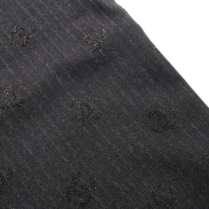 ココマーク パンツ ストライプ ウール ブラック シャネル ボトムス CHANEL
