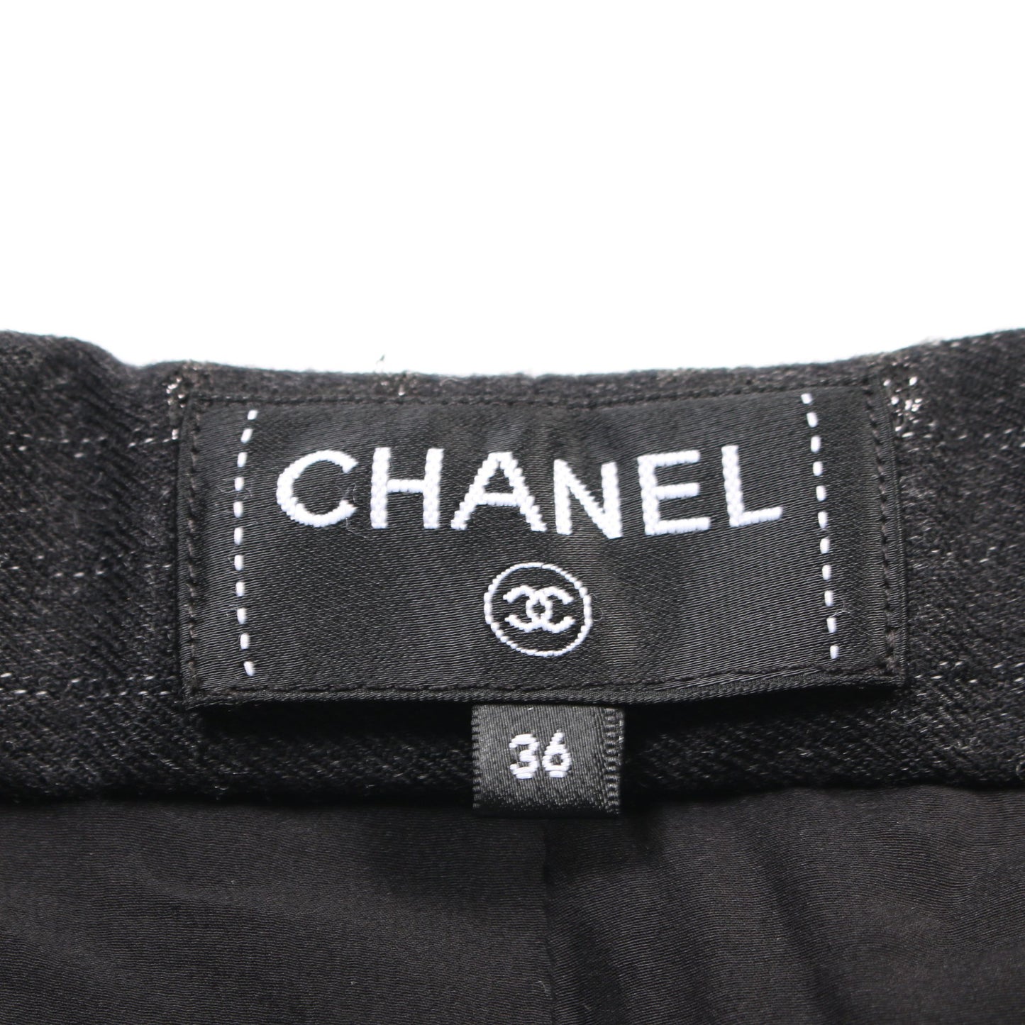 ココマーク パンツ ストライプ ウール ブラック シャネル ボトムス CHANEL