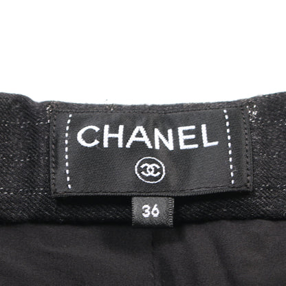 ココマーク パンツ ストライプ ウール ブラック シャネル ボトムス CHANEL
