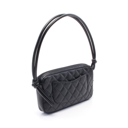 カンボンライン アクセサリーポーチ ハンドバッグ レザー ブラック ホワイト シルバー金具 シャネル バッグ CHANEL