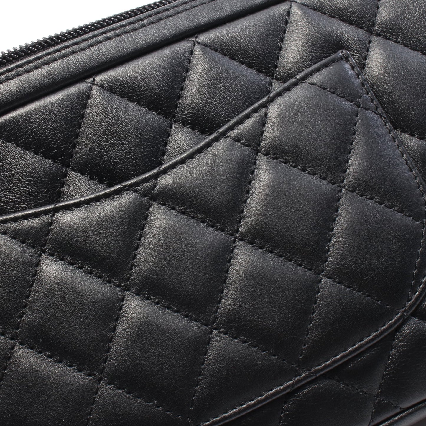 カンボンライン アクセサリーポーチ ハンドバッグ レザー ブラック ホワイト シルバー金具 シャネル バッグ CHANEL