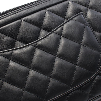 カンボンライン アクセサリーポーチ ハンドバッグ レザー ブラック ホワイト シルバー金具 シャネル バッグ CHANEL