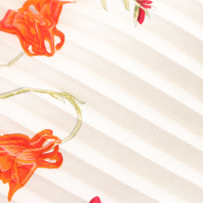 カレプリセ la prairie スカーフ プリーツ シルク ホワイト オレンジ マルチカラー エルメス 財布・小物 HERMES