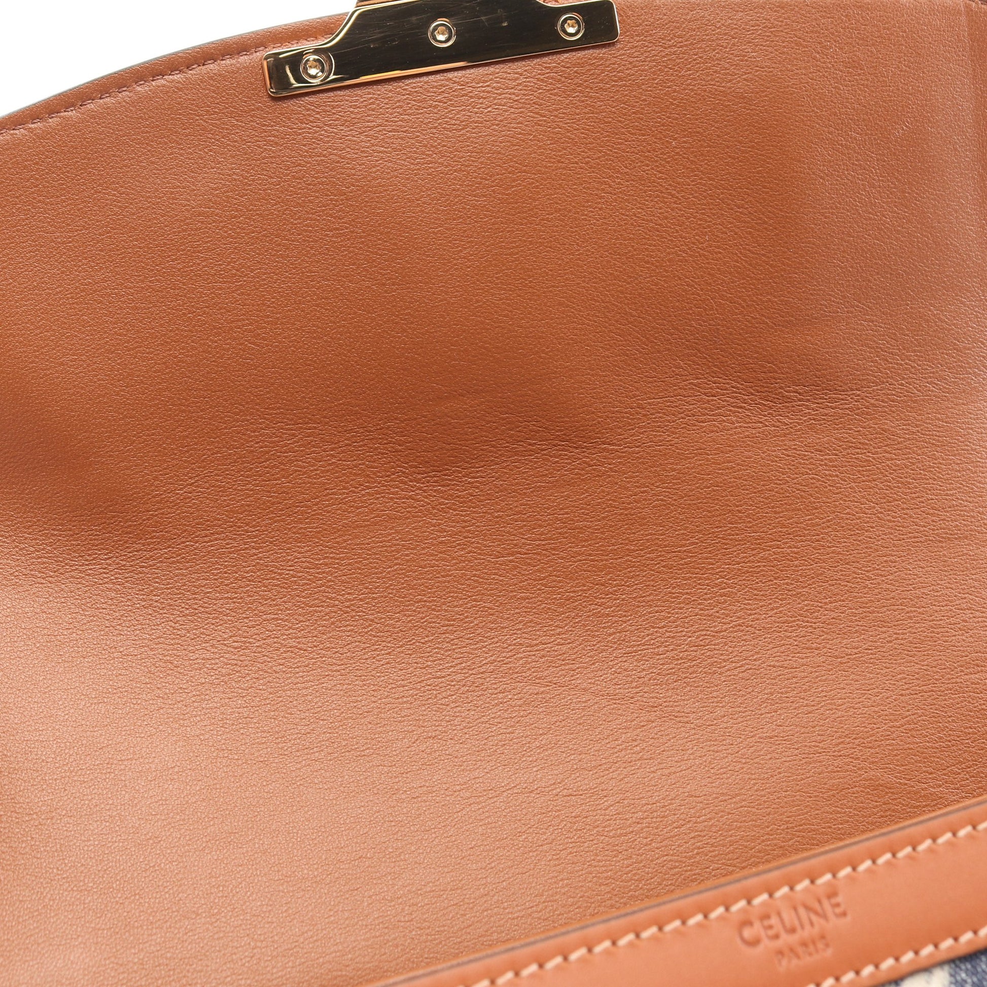 クラシック トリオンフ ショルダーバッグ デニム レザー インディゴブルー ブラウン セリーヌ バッグ CELINE