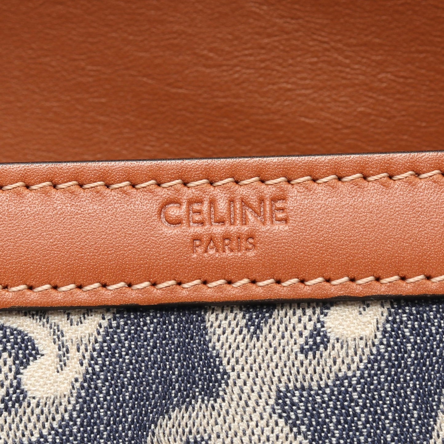 クラシック トリオンフ ショルダーバッグ デニム レザー インディゴブルー ブラウン セリーヌ バッグ CELINE