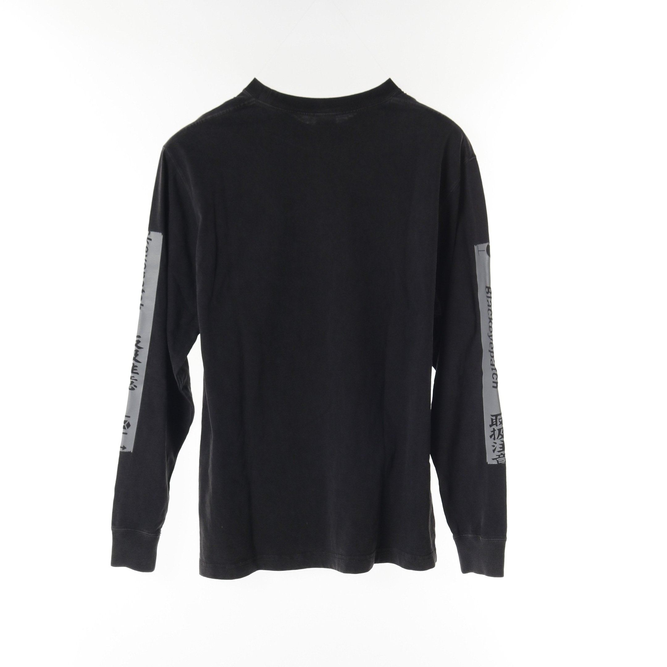 取扱注意ロゴ Tシャツ クルーネック 長袖 コットン ダークグレー