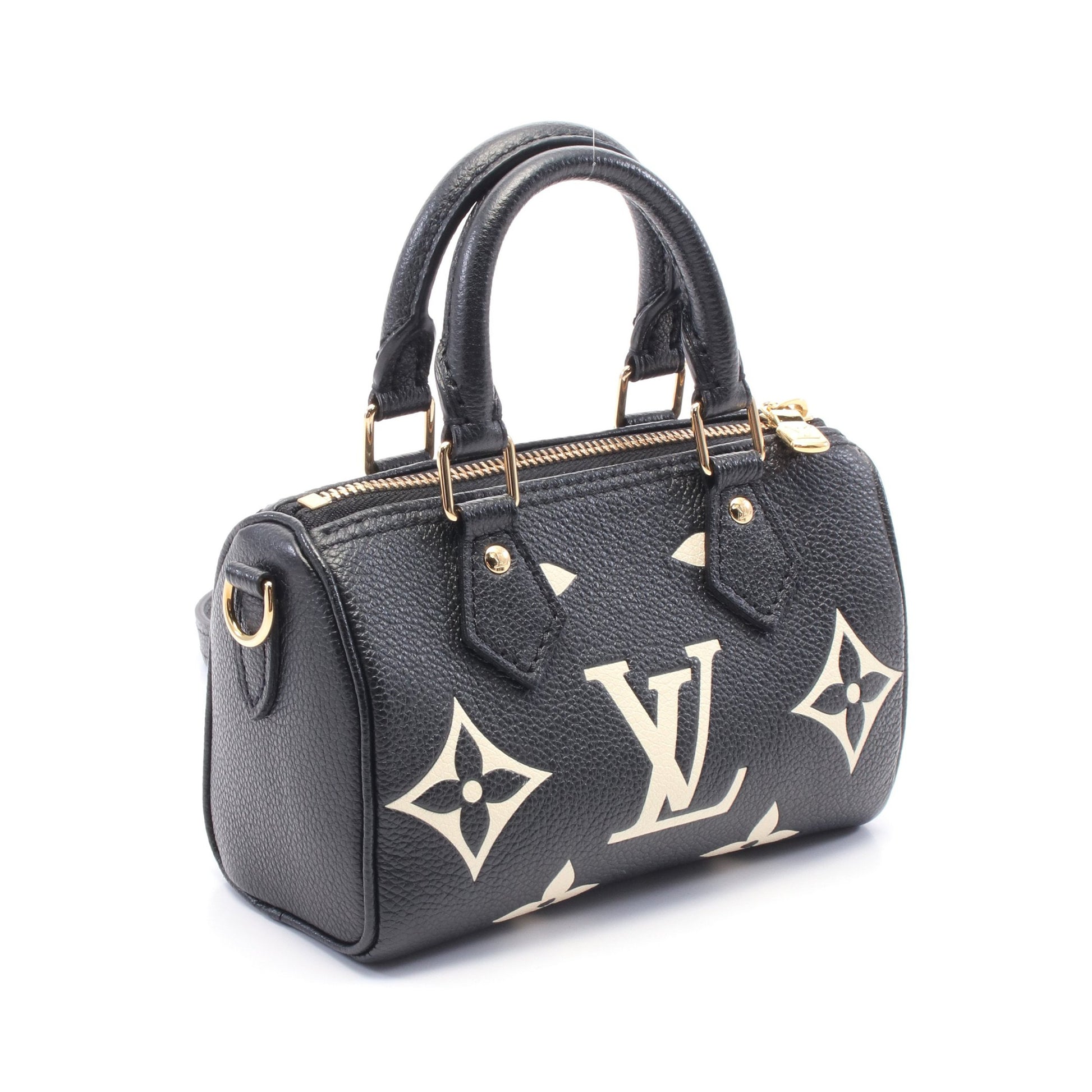ナノスピーディ バイカラーモノグラムアンプラント ハンドバッグ レザー ブラック ベージュ 2WAY ルイヴィトン バッグ LOUIS VUITTON