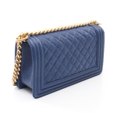 ボーイシャネル チェーンショルダーバッグ キャビアスキン ダークブルー ゴールド金具 シャネル バッグ CHANEL