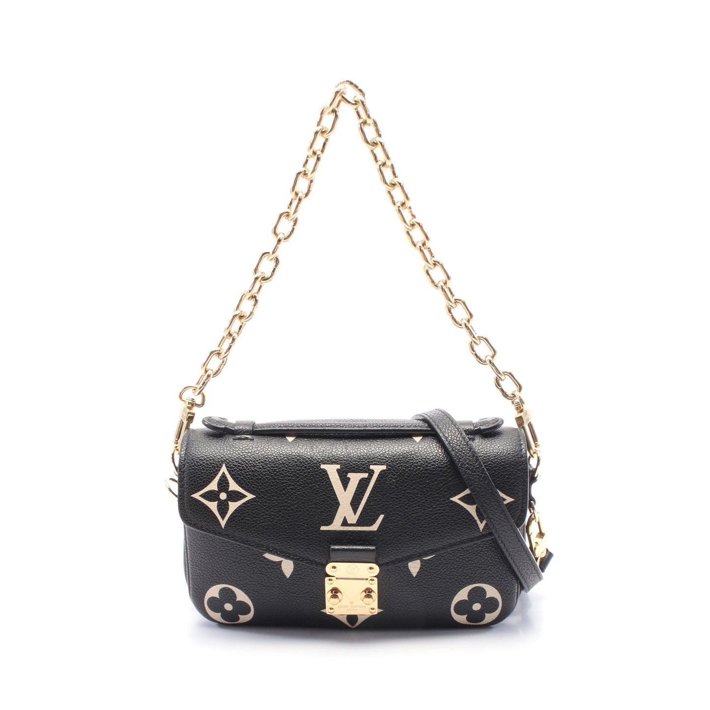 ポシェットメティス EW バイカラーモノグラムアンプラント ハンドバッグ レザー ブラック アイボリー 2WAY ルイヴィトン バッグ LOUIS VUITTON