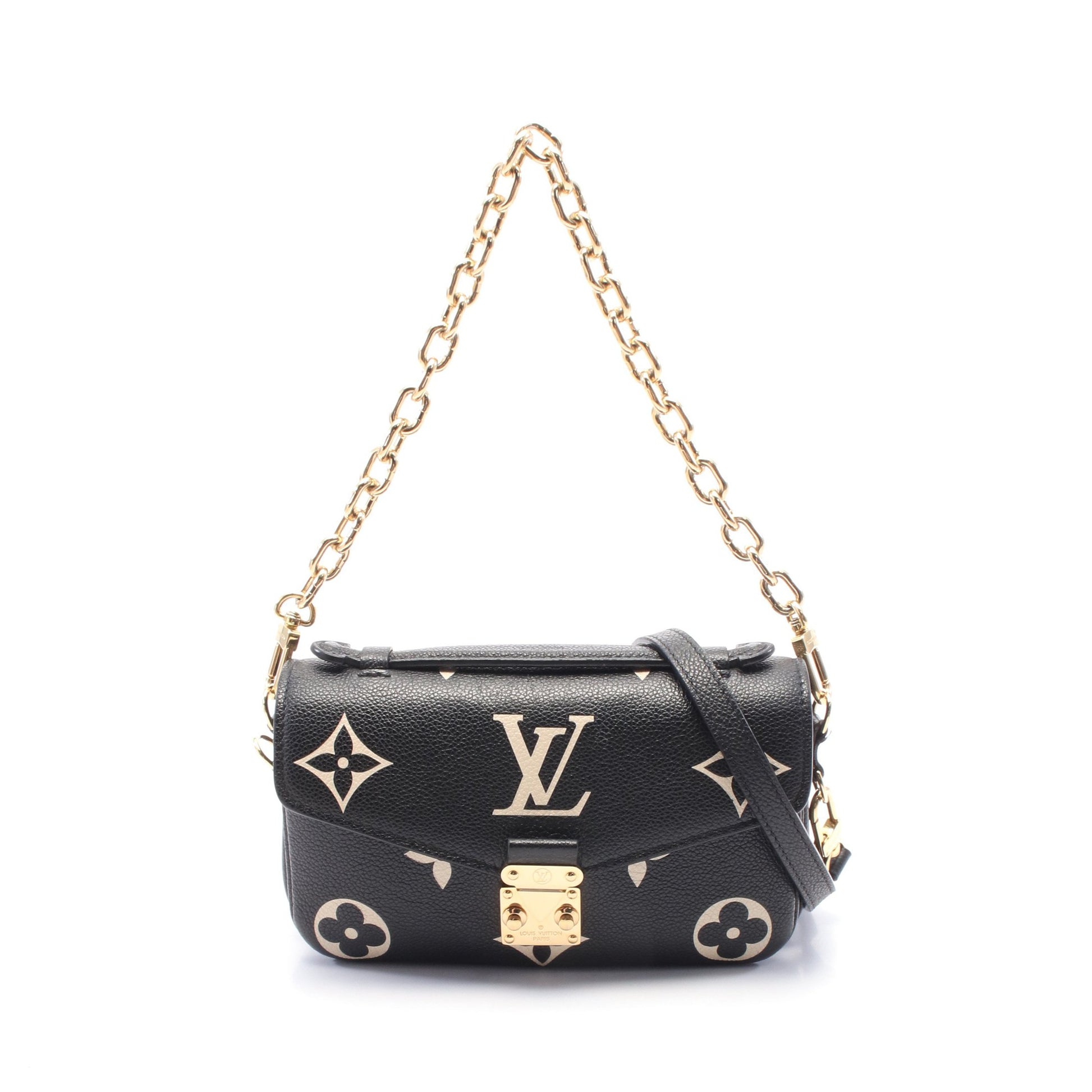 ポシェットメティス EW バイカラーモノグラムアンプラント ハンドバッグ レザー ブラック アイボリー 2WAY ルイヴィトン バッグ LOUIS VUITTON