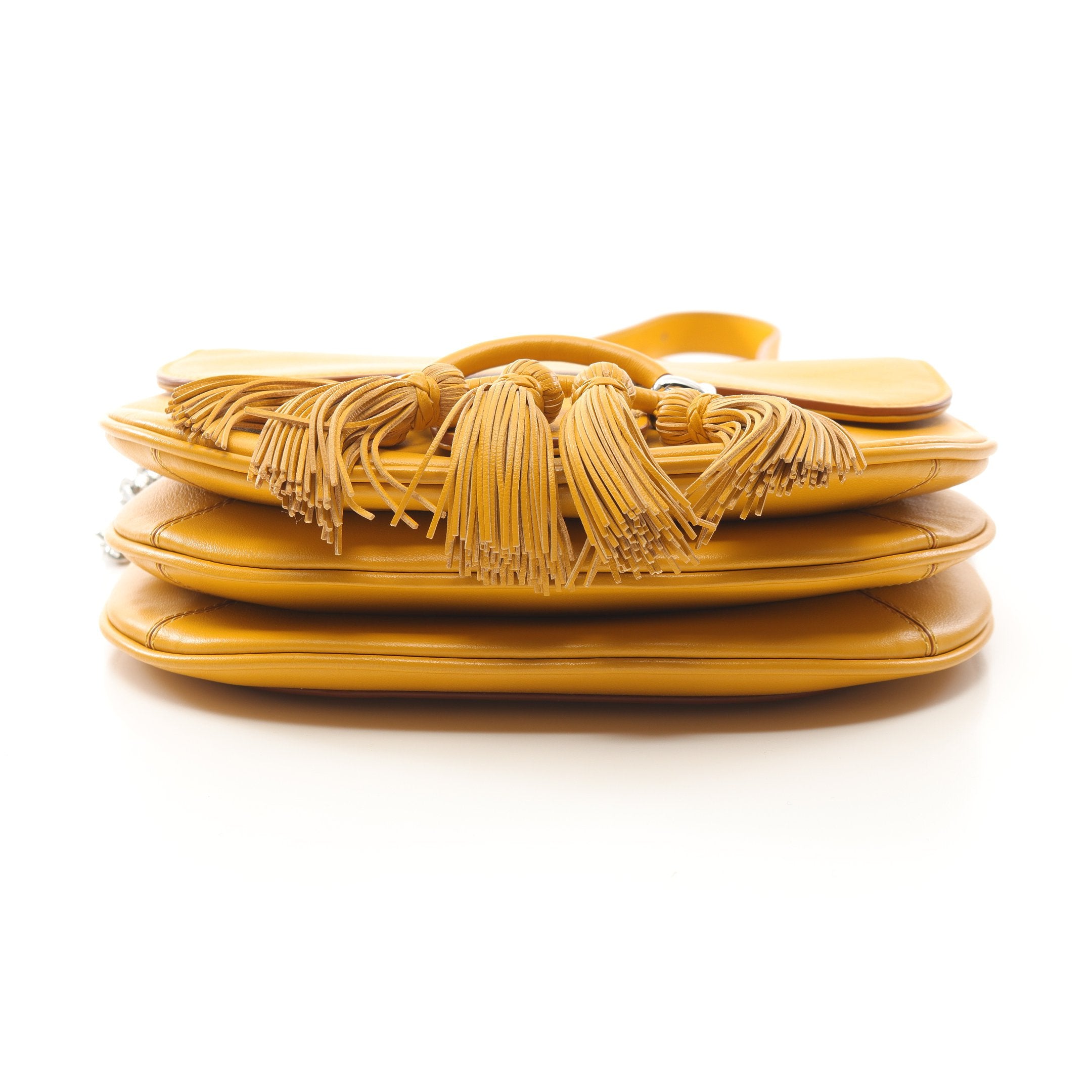 未使用品TOD‘S トッズ　ショルダー　ダブルTリング　チェーン　タッセル　黄色 ダブルTリング タッセル チェーンショルダーバッグ レザー イエロー