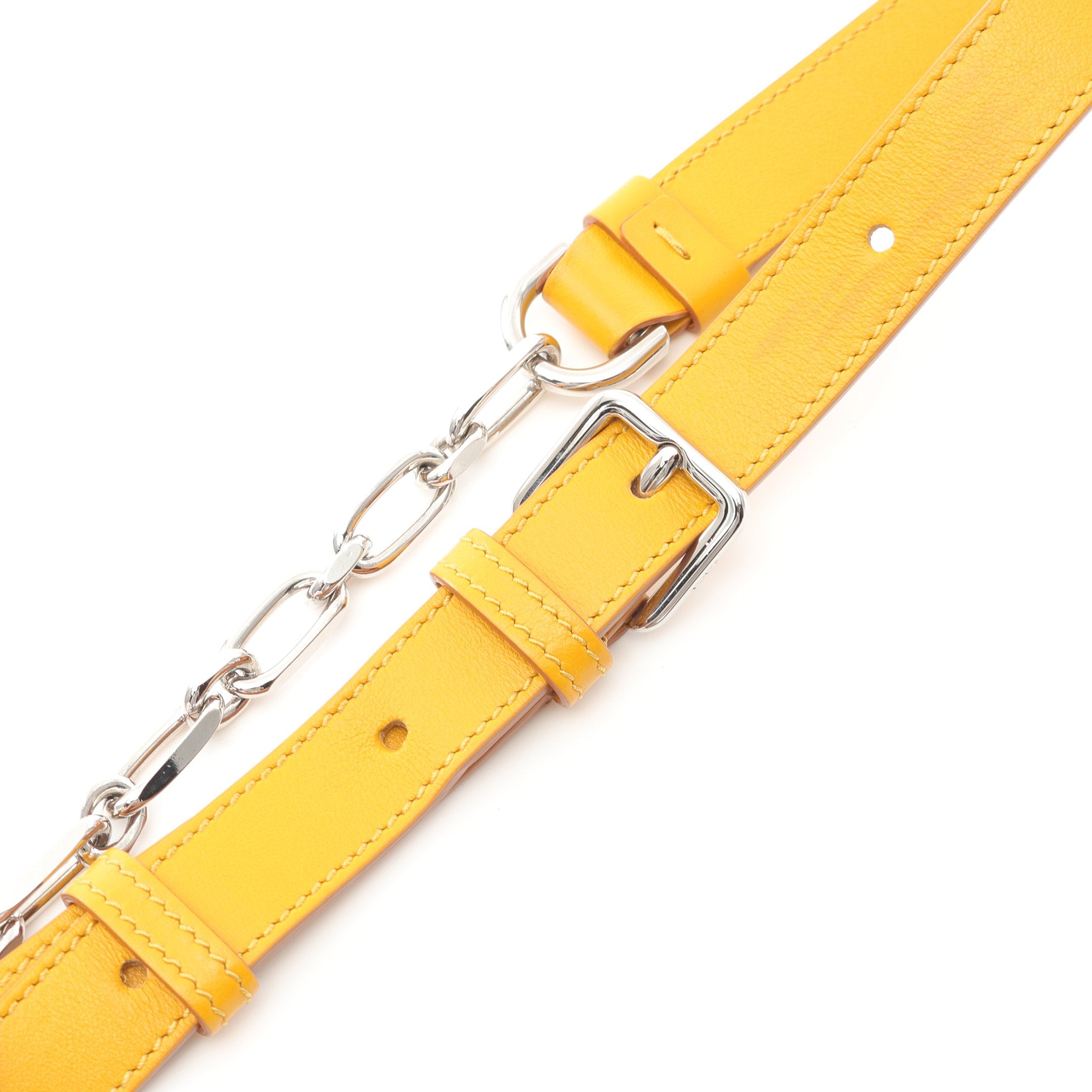 ダブルTリング タッセル チェーンショルダーバッグ レザー イエロー