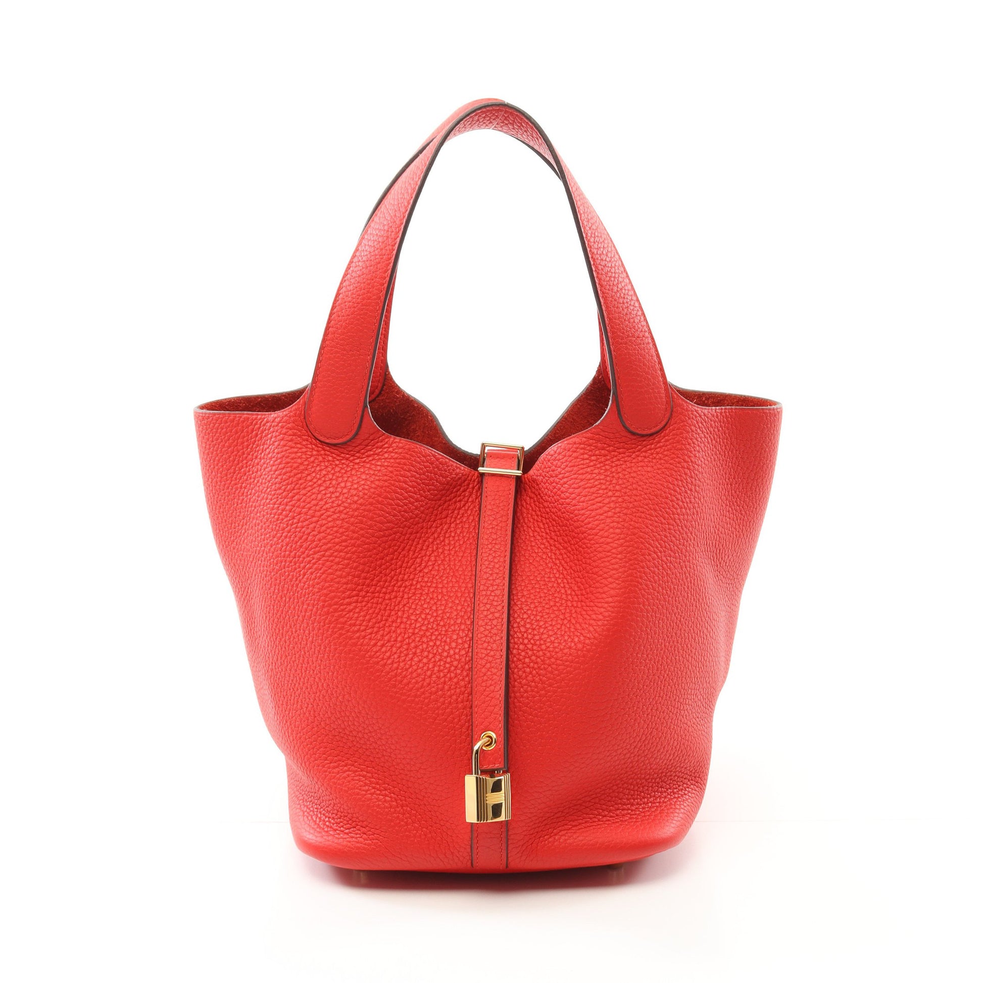 ピコタンロックMM ルージュトマト ハンドバッグ トリヨンクレマンス レッド ゴールド金具 D刻印 エルメス バッグ HERMES