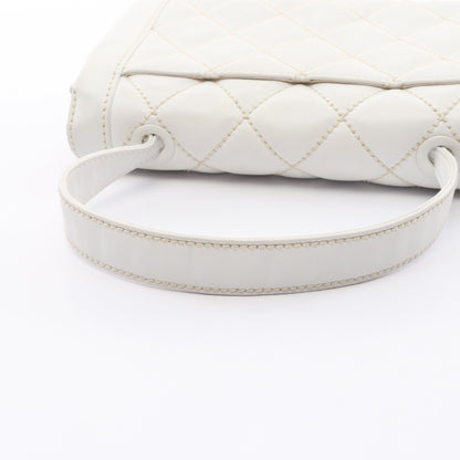 ワイルドステッチ トップハンドル ハンドバッグ レザー ホワイト ゴールド金具 シャネル バッグ CHANEL