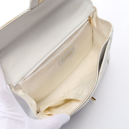 ワイルドステッチ トップハンドル ハンドバッグ レザー ホワイト ゴールド金具 シャネル バッグ CHANEL
