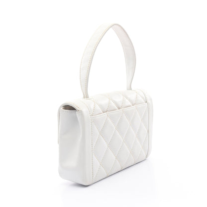 ワイルドステッチ トップハンドル ハンドバッグ レザー ホワイト ゴールド金具 シャネル バッグ CHANEL