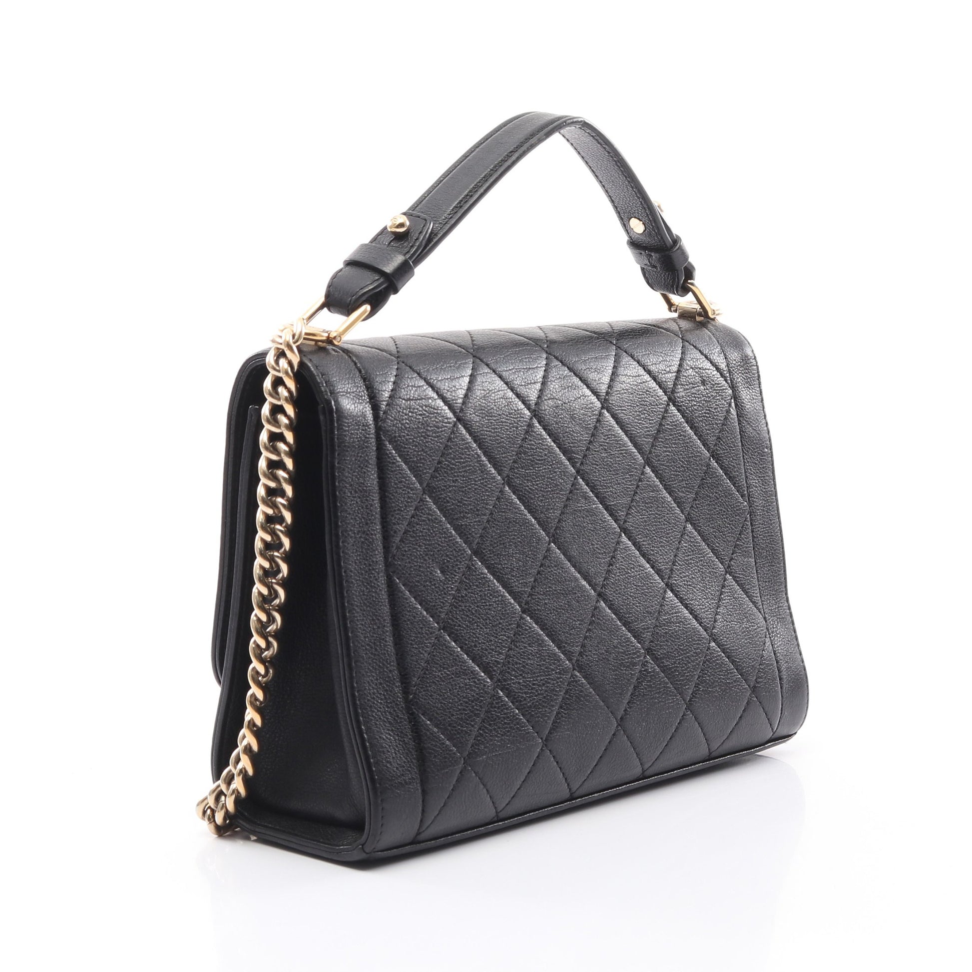 マトラッセ クリックラベル チェーンショルダーバッグ レザー ブラック ゴールド金具 2WAY シャネル バッグ CHANEL