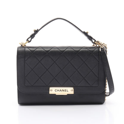 マトラッセ クリックラベル チェーンショルダーバッグ レザー ブラック ゴールド金具 2WAY シャネル バッグ CHANEL