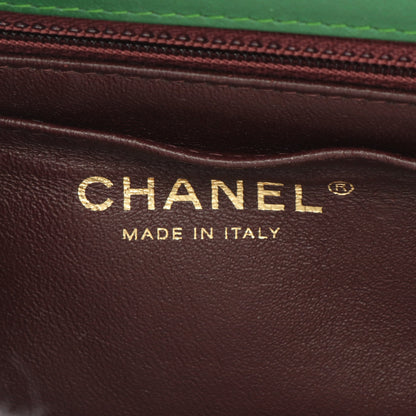 マトラッセ シングルフラップ チェーンショルダーバッグ コットンジャージー レザー グリーン ゴールド金具 シャネル バッグ CHANEL