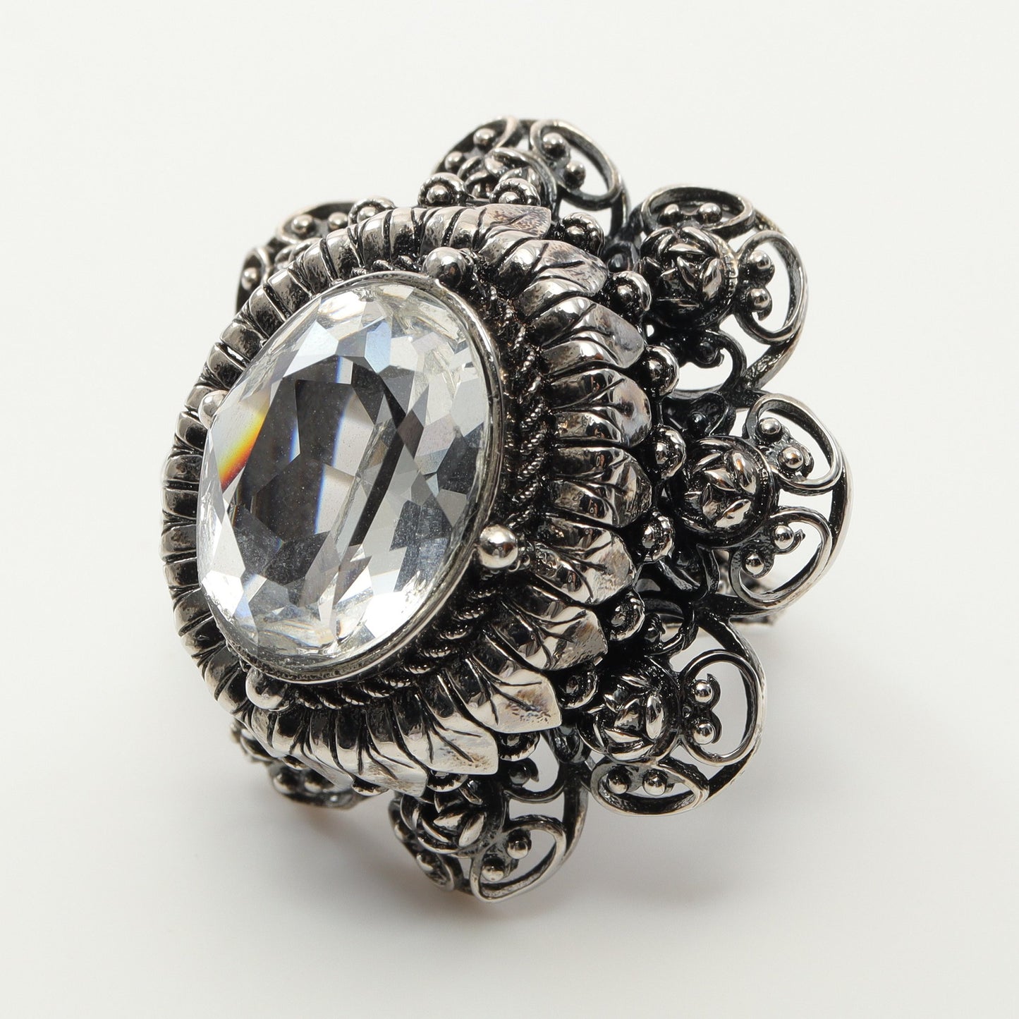 リング 指輪 フラワー クリスタル シルバー クリア アレキサンダーマックイーン アクセサリー ALEXANDER MCQUEEN
