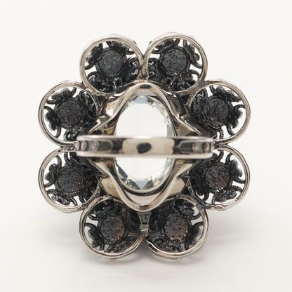リング 指輪 フラワー クリスタル シルバー クリア アレキサンダーマックイーン アクセサリー ALEXANDER MCQUEEN