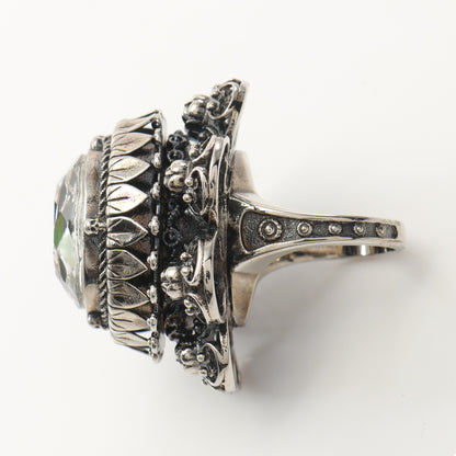 リング 指輪 フラワー クリスタル シルバー クリア アレキサンダーマックイーン アクセサリー ALEXANDER MCQUEEN