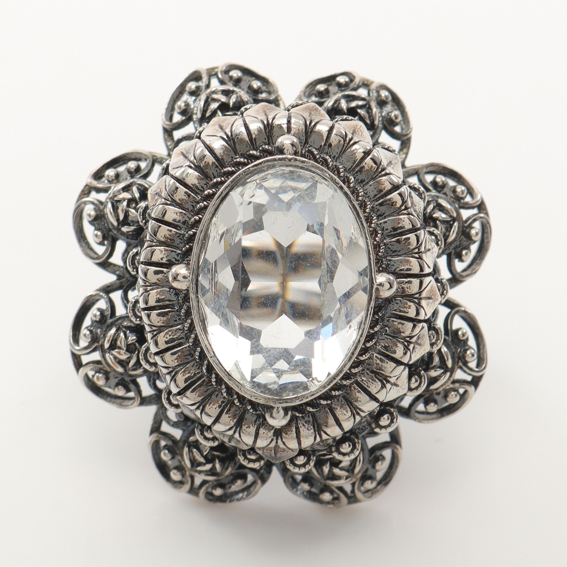 リング 指輪 フラワー クリスタル シルバー クリア アレキサンダー