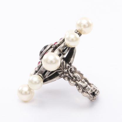 リング 指輪 フェイクパール ラインストーン シルバー ホワイト ピンク グッチ アクセサリー GUCCI