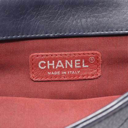 マトラッセ チェーンショルダーバッグ レザー ネイビー アンティークシルバー金具 2WAY シャネル バッグ CHANEL
