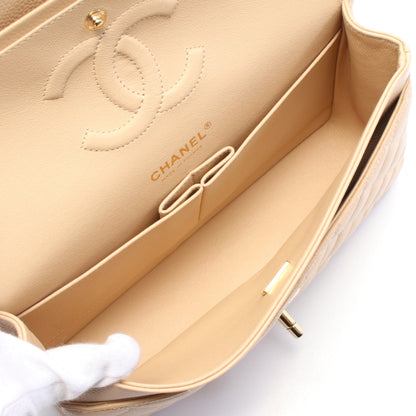 マトラッセ Wフラップ Wチェーンショルダーバッグ キャビアスキン ベージュ ゴールド金具 シャネル バッグ CHANEL