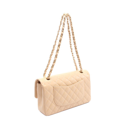 マトラッセ Wフラップ Wチェーンショルダーバッグ キャビアスキン ベージュ ゴールド金具 シャネル バッグ CHANEL