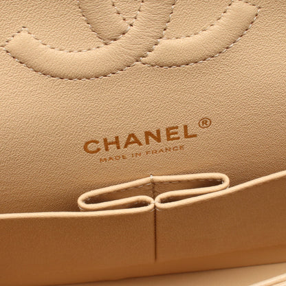 マトラッセ Wフラップ Wチェーンショルダーバッグ キャビアスキン ベージュ ゴールド金具 シャネル バッグ CHANEL