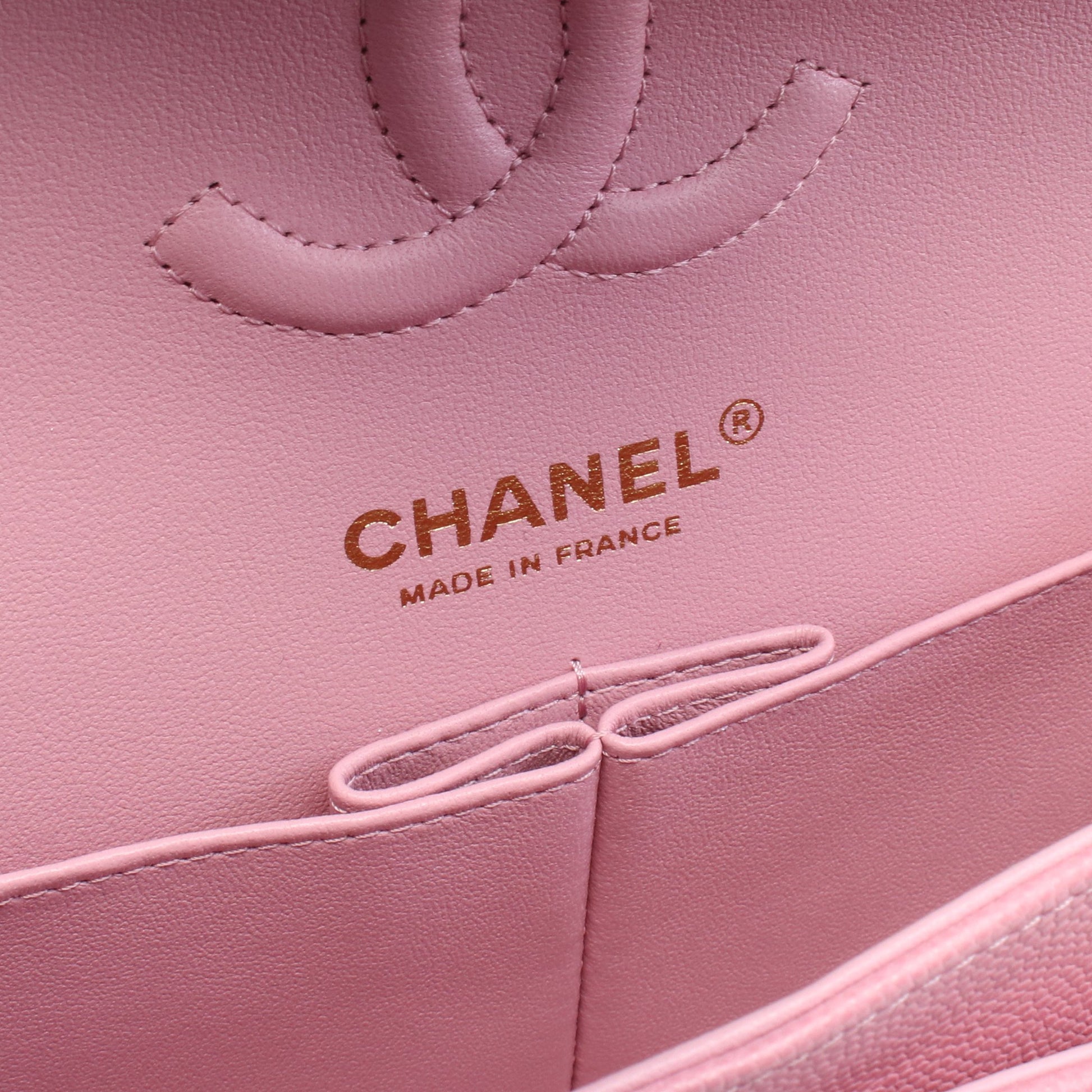 マトラッセ Wフラップ Wチェーンショルダーバッグ キャビアスキン ピンク ゴールド金具 シャネル バッグ CHANEL
