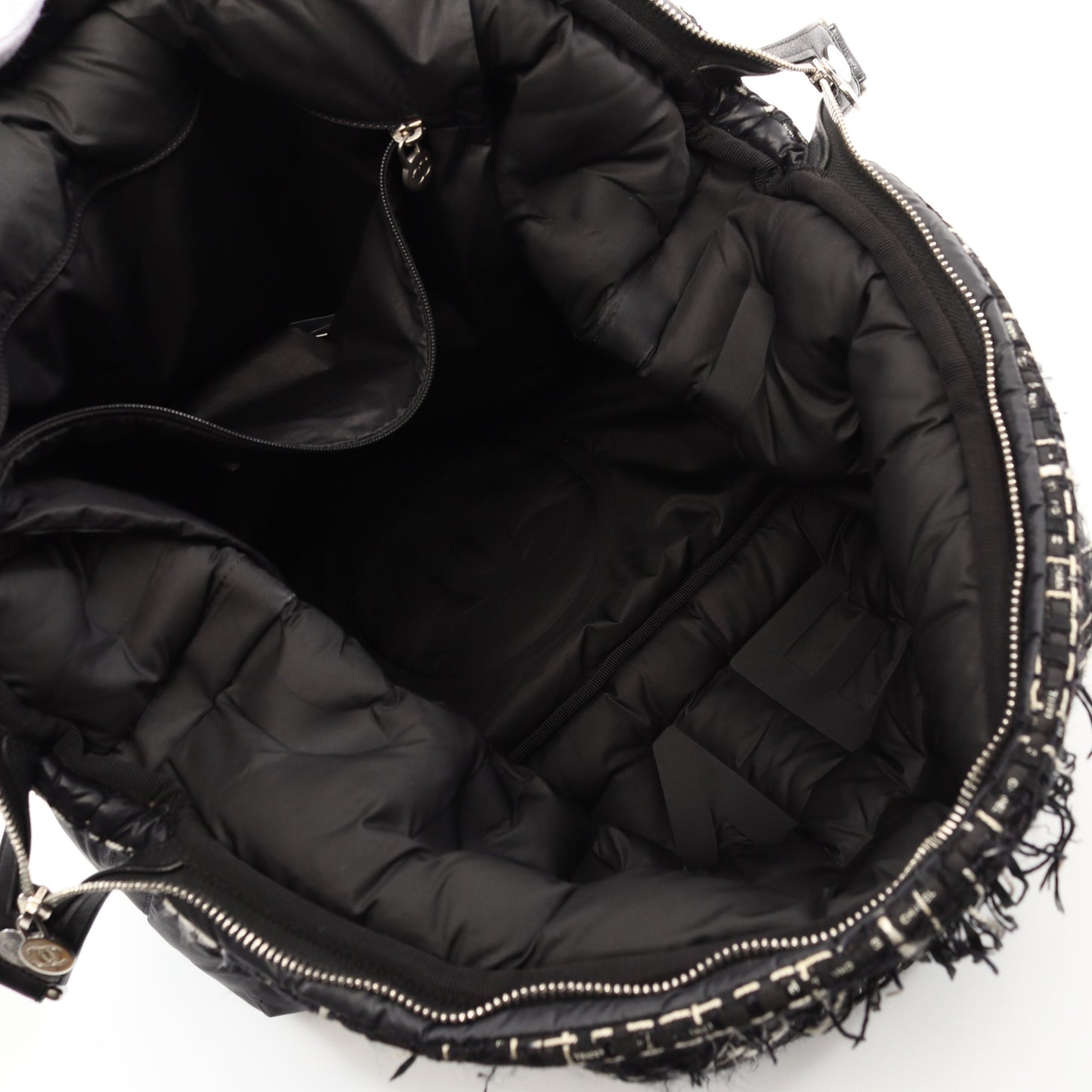 ドゥドーヌ ココネージュ ハンドバッグ トートバッグ ナイロン レザー ツイード ブラック シルバー金具 2WAY シャネル バッグ CHANEL