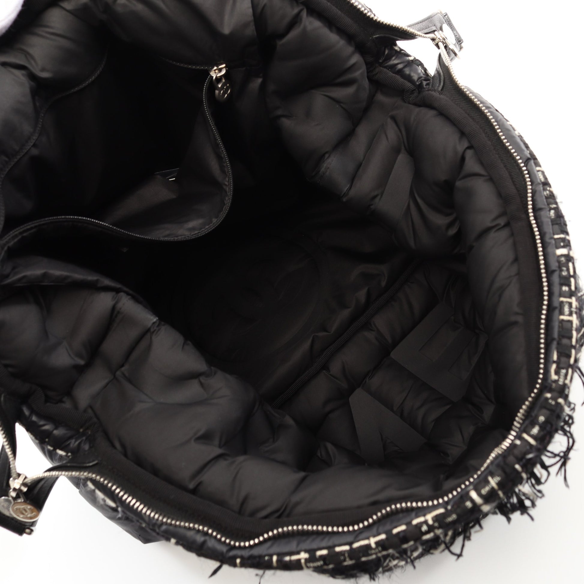 ドゥドーヌ ココネージュ ハンドバッグ トートバッグ ナイロン レザー ツイード ブラック シルバー金具 2WAY シャネル バッグ CHANEL