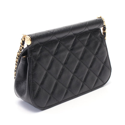 マトラッセ チェーンショルダーバッグ キャビアスキン ブラック ゴールド金具 シャネル バッグ CHANEL