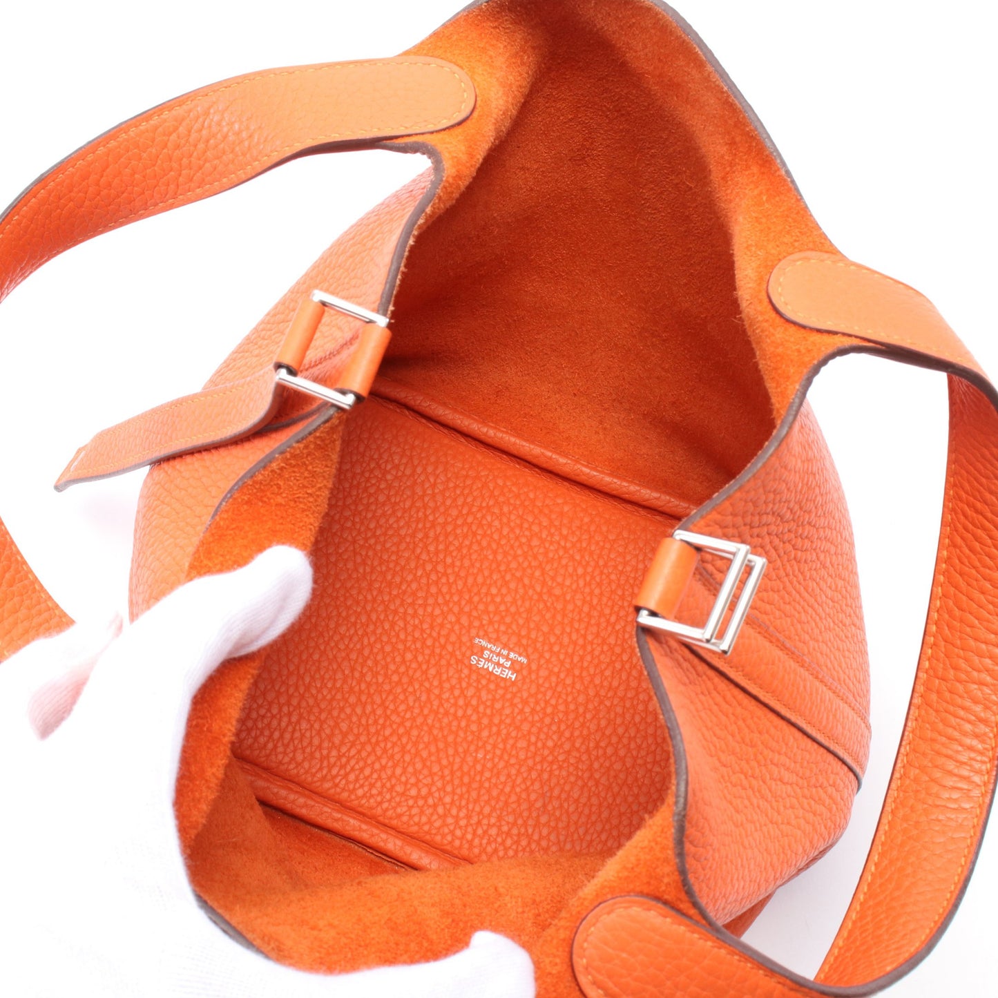 ピコタンロックPM ハンドバッグ トリヨンクレマンス オレンジ シルバー金具 T刻印 エルメス バッグ HERMES