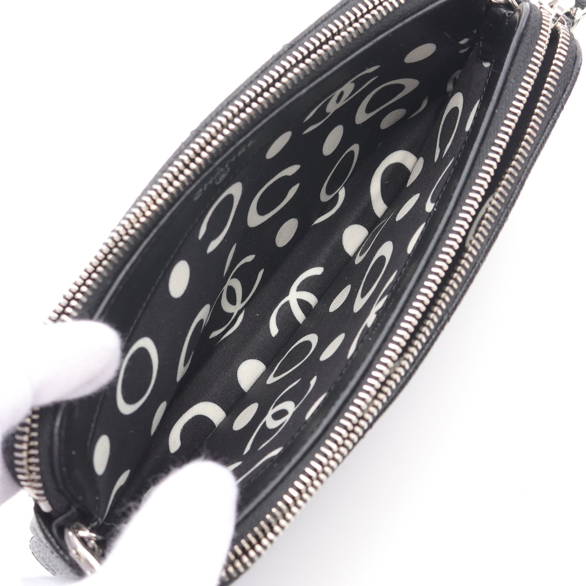 マトラッセ チェーンウォレット キャビアスキン ブラック シルバー金具 シャネル バッグ CHANEL