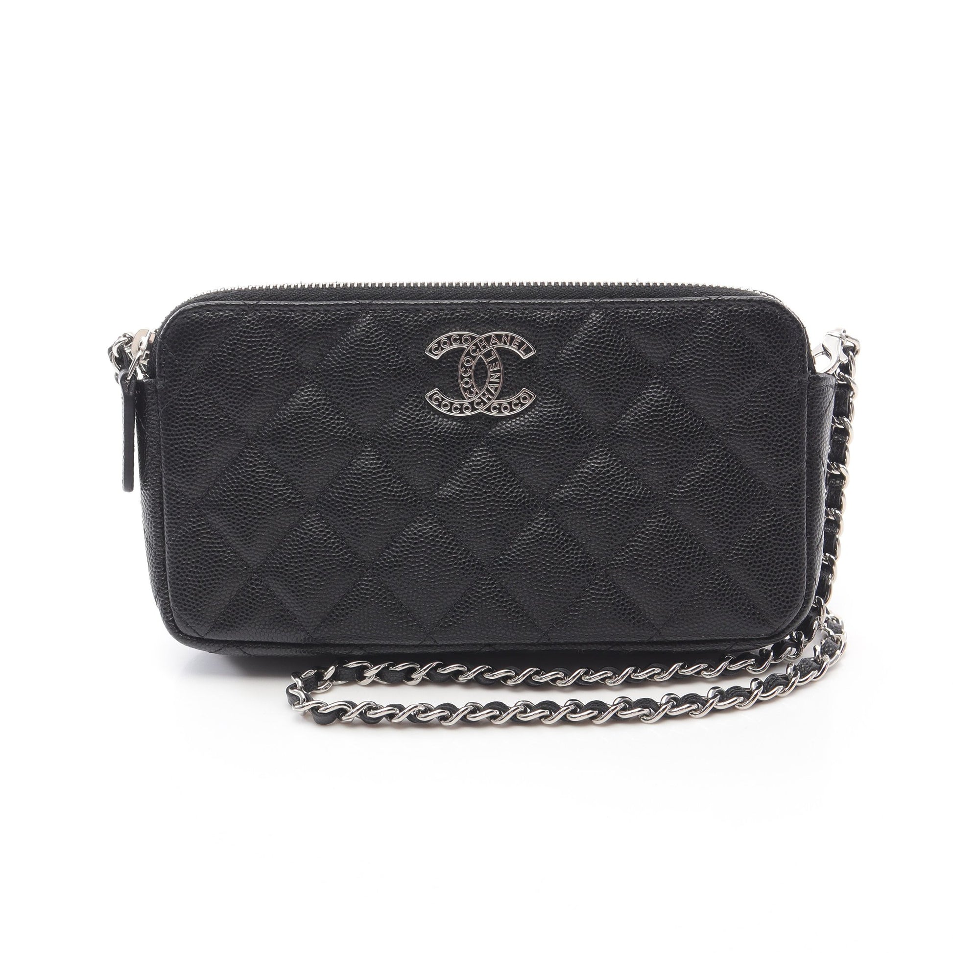 マトラッセ チェーンウォレット キャビアスキン ブラック シルバー金具 シャネル バッグ CHANEL