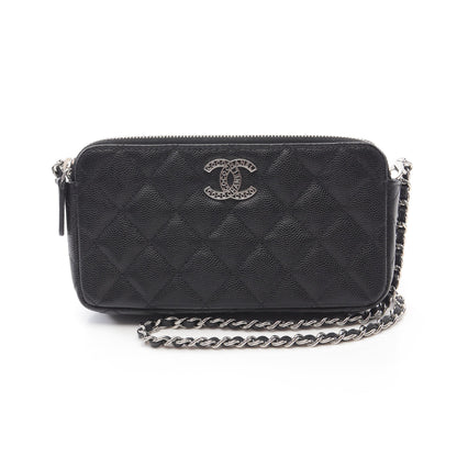 マトラッセ チェーンウォレット キャビアスキン ブラック シルバー金具 シャネル バッグ CHANEL