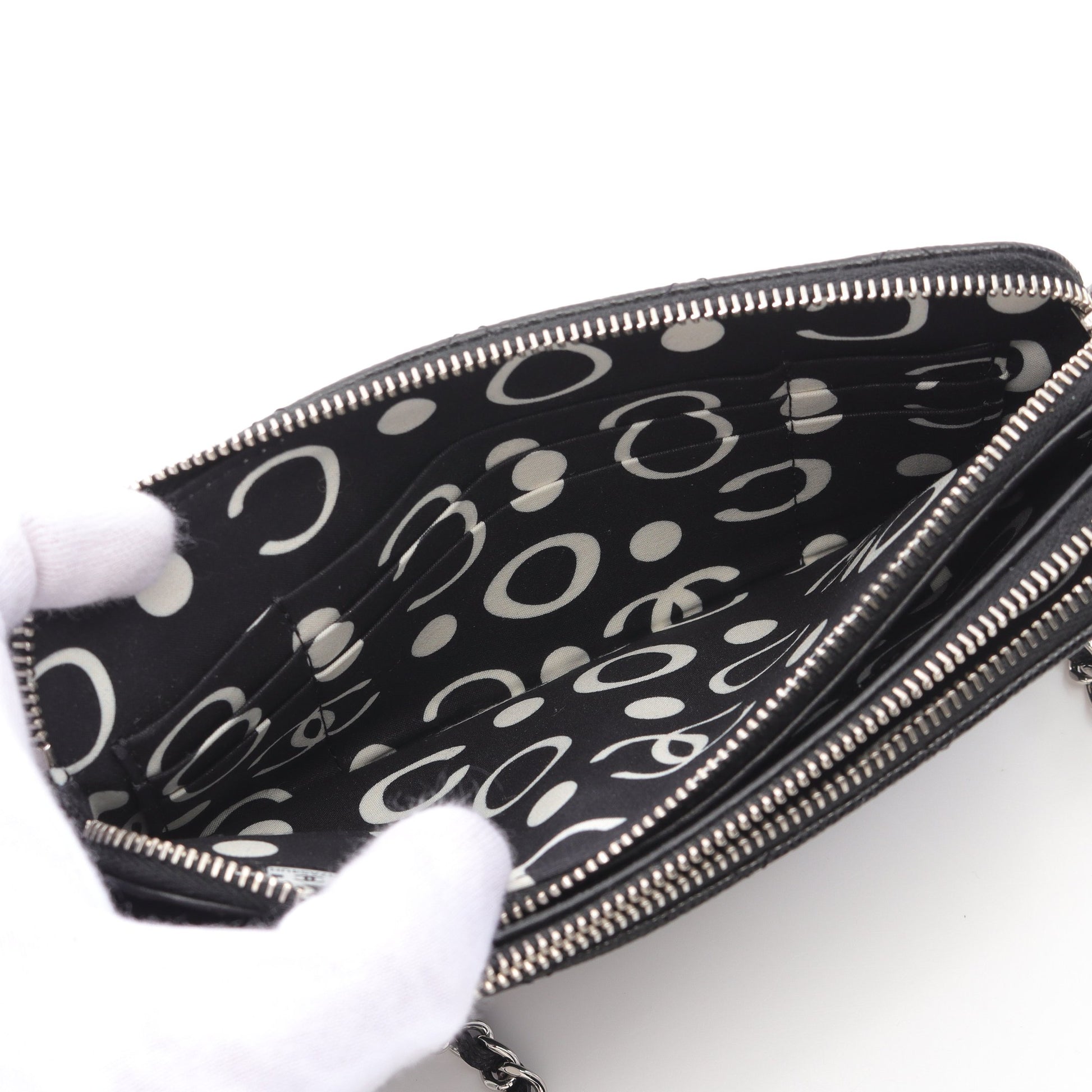 マトラッセ チェーンウォレット キャビアスキン ブラック シルバー金具 シャネル バッグ CHANEL