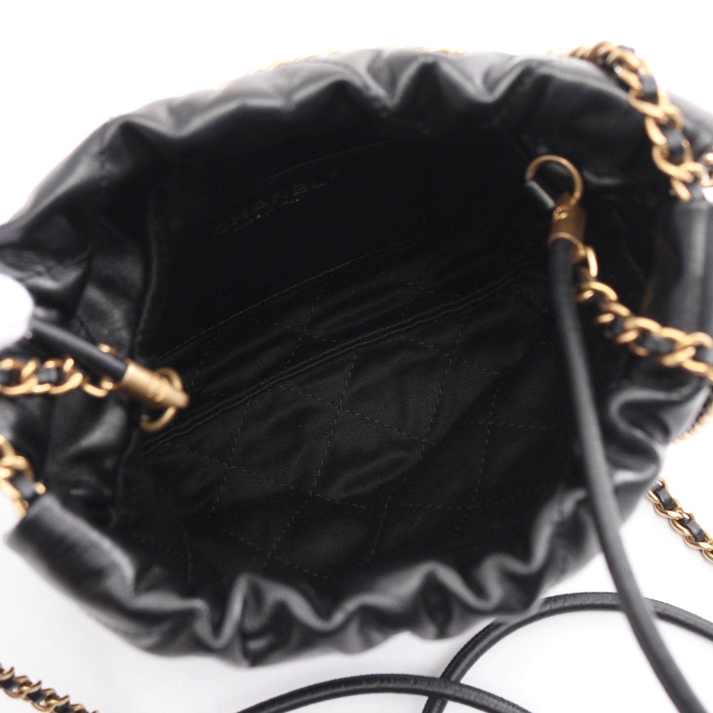 CHANEL 22 ミニ チェーンショルダーバッグ レザー ブラック ゴールド金具 シャネル バッグ CHANEL